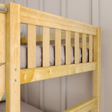 SLICK NS : Play Bunk Beds Twin over Full Medium Bunk Bed with Slide and Angled Ladder on Front, Slat, Natural