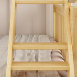 SLICK NS : Play Bunk Beds Twin over Full Medium Bunk Bed with Slide and Angled Ladder on Front, Slat, Natural