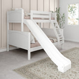 SLICK WP : Play Bunk Beds Twin over Full Medium Bunk Bed with Slide and Angled Ladder on Front, Panel, White