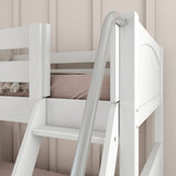 SLICK WP : Play Bunk Beds Twin over Full Medium Bunk Bed with Slide and Angled Ladder on Front, Panel, White