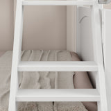 SLICK WP : Play Bunk Beds Twin over Full Medium Bunk Bed with Slide and Angled Ladder on Front, Panel, White