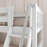 SLICK WS : Play Bunk Beds Twin over Full Medium Bunk Bed with Slide and Angled Ladder on Front, Slat, White