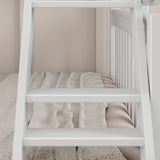 SLICK WS : Play Bunk Beds Twin over Full Medium Bunk Bed with Slide and Angled Ladder on Front, Slat, White