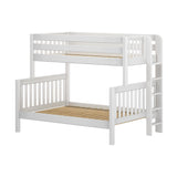 SLOPE 1 WS : Staggered Bunk Beds Twin over Full Medium Bunk Bed with Straight Ladder on End, Slat, White