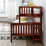 SLOPE 1 CS : Staggered Bunk Beds Twin over Full Medium Bunk Bed with Straight Ladder on End, Slat, Chestnut