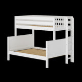 SLOPE 1 WP : Staggered Bunk Beds Twin over Full Medium Bunk Bed with Straight Ladder on End, Panel, White