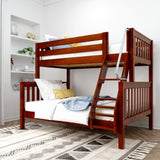 SLOPE CS : Staggered Bunk Beds Medium Twin over Full Bunk Bed, Slat, Chestnut