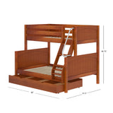 SLOPE TD CP : Bunk Beds Medium Twin over Full Bunk Bed with Trundle Drawer, Panel, Chestnut