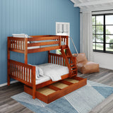 SLOPE TD CS : Bunk Beds Medium Twin over Full Bunk Bed with Trundle Drawer, Slat, Chestnut