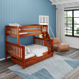 SLOPE TD CS : Bunk Beds Medium Twin over Full Bunk Bed with Trundle Drawer, Slat, Chestnut