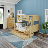 SLOPE TD NP : Bunk Beds Medium Twin over Full Bunk Bed with Trundle Drawer, Panel, Natural