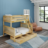 SLOPE TD NS : Bunk Beds Medium Twin over Full Bunk Bed with Trundle Drawer, Slat, Natural