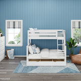 SLOPE TD WP : Staggered Bunk Beds Medium Twin over Full Bunk Bed with Trundle Drawer, Panel, White