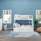 SLOPE TD WP : Bunk Beds Medium Twin over Full Bunk Bed with Trundle Drawer, Panel, White