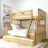 SLOPE TR NS : Bunk Beds Twin over Full Medium Bunk Bed with Angled Ladder and Trundle Bed, Slat, Natural