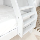 SLOPE TR WP : Staggered Bunk Beds Twin over Full Medium Bunk Bed with Angled Ladder and Trundle Bed, Panel, White