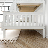 SLOPE TR WS : Staggered Bunk Beds Twin over Full Medium Bunk Bed with Angled Ladder and Trundle Bed, Slat, White