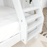 SLOPE TR WS : Bunk Beds Twin over Full Medium Bunk Bed with Angled Ladder and Trundle Bed, Slat, White