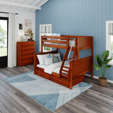 SLOPE UD CP : Staggered Bunk Beds Medium Twin over Full Bunk Bed with Underbed Storage Drawer, Panel, Chestnut