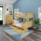 SLOPE UD NP : Staggered Bunk Beds Medium Twin over Full Bunk Bed with Underbed Storage Drawer, Panel, Natural