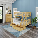 SLOPE UD NS : Staggered Bunk Beds Medium Twin over Full Bunk Bed with Underbed Storage Drawer, Slat, Natural