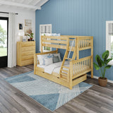 SLOPE UD NS : Staggered Bunk Beds Medium Twin over Full Bunk Bed with Underbed Storage Drawer, Slat, Natural