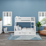 SLOPE UD WP : Bunk Beds Medium Twin over Full Bunk Bed with Underbed Storage Drawer, Panel, White