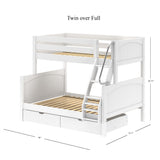 SLOPE UD WP : Bunk Beds Medium Twin over Full Bunk Bed with Underbed Storage Drawer, Panel, White