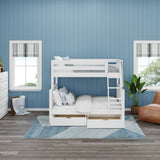 SLOPE UD WS : Bunk Bed Medium Twin over Full Bunk Bed with Underbed Storage Drawer, Slat, White