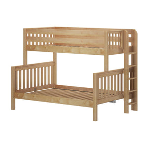 SLOPE XL 1 CS : Bunk Bed Twin XL over Full XL Medium Bunk w/ Straight Ladder on End (Low/Med), Slat, Chestnut