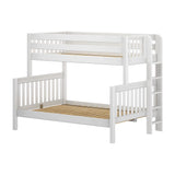 SLOPE XL 1 WS : Staggered Bunk Beds Twin XL over Full XL Medium Bunk w/ Straight Ladder on End (Low/Med), Slat, White