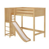 SLOT NP : Play Loft Beds Twin Mid Loft Bed with Slide Platform, Panel, Natural