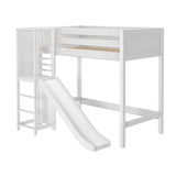 SLOT WP : Play Loft Beds Twin Mid Loft Bed with Slide Platform, Panel, White