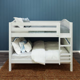 SLURP WC : Classic Bunk Beds Full Low Bunk Bed with Straight Ladder on Front, Curved, White