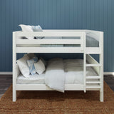 SLURP WP : Classic Bunk Beds Full Low Bunk Bed with Straight Ladder on Front, Panel, White