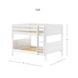 SLURP WP : Classic Bunk Beds Full Low Bunk Bed with Straight Ladder on Front, Panel, White