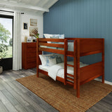 SLURP XL CP : Classic Bunk Beds Full XL Low Bunk Bed with Straight Ladder on Front, Panel, Chestnut