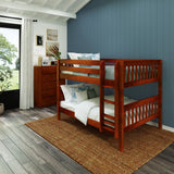 SLURP XL CS : Classic Bunk Beds Full XL Low Bunk Bed with Straight Ladder on Front, Slat, Chestnut
