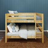 SLURP XL NP : Classic Bunk Beds Full XL Low Bunk Bed with Straight Ladder on Front, Panel, Natural