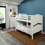 SLURP XL WC : Classic Bunk Beds Full XL Low Bunk Bed with Straight Ladder on Front, Curve, White