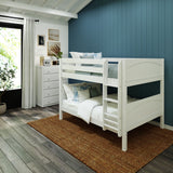 SLURP XL WP : Classic Bunk Beds Full XL Low Bunk Bed with Straight Ladder on Front, Panel, White