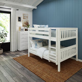 SLURP XL WS : Classic Bunk Beds Full XL Low Bunk Bed with Straight Ladder on Front, Slat, White