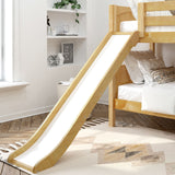 SMILE NP : Play Bunk Beds Twin Low Bunk Bed with Slide and Straight Ladder on Front, Panel, Natural