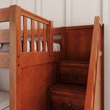 SNIGGLE CS : Play Bunk Beds Twin Low Bunk Bed with Stairs + Slide, Slat, Chestnut