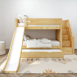 SNIGGLE TR NP : Play Bunk Beds Twin Low Bunk Bed with Stairs and Slide and Trundle Bed, Panel, Natural