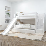 SNIGGLE TR WC : Play Bunk Beds Twin Low Bunk Bed with Stairs and Slide and Trundle Bed, Curve, White
