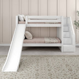 SNIGGLE WC : Play Bunk Beds Twin Low Bunk Bed with Stairs + Slide, Curve, White