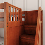 SNIGGLE XL CP : Play Bunk Beds Twin XL Low Bunk Bed with Stairs + Slide, Panel, Chestnut