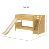SNIGGLE XL NP : Play Bunk Beds Twin XL Low Bunk Bed with Stairs + Slide, Panel, Natural