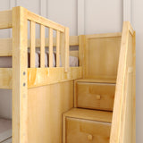 SNIGGLE XL NS : Play Bunk Beds Twin XL Low Bunk Bed with Stairs + Slide, Slat, Natural
